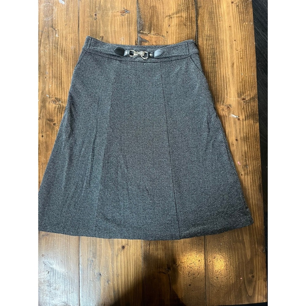 Christopher & Banks Grey Textured‎ A-Line Skirt Size 4 Clasp Detail Workwear